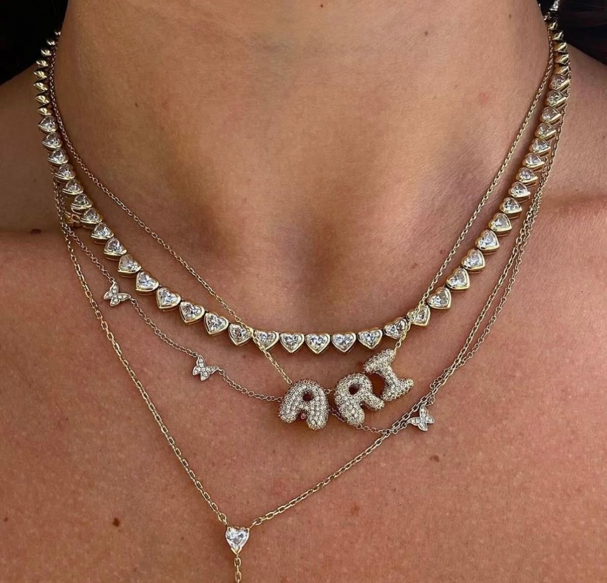 Collier lettres bulles blanc ou or