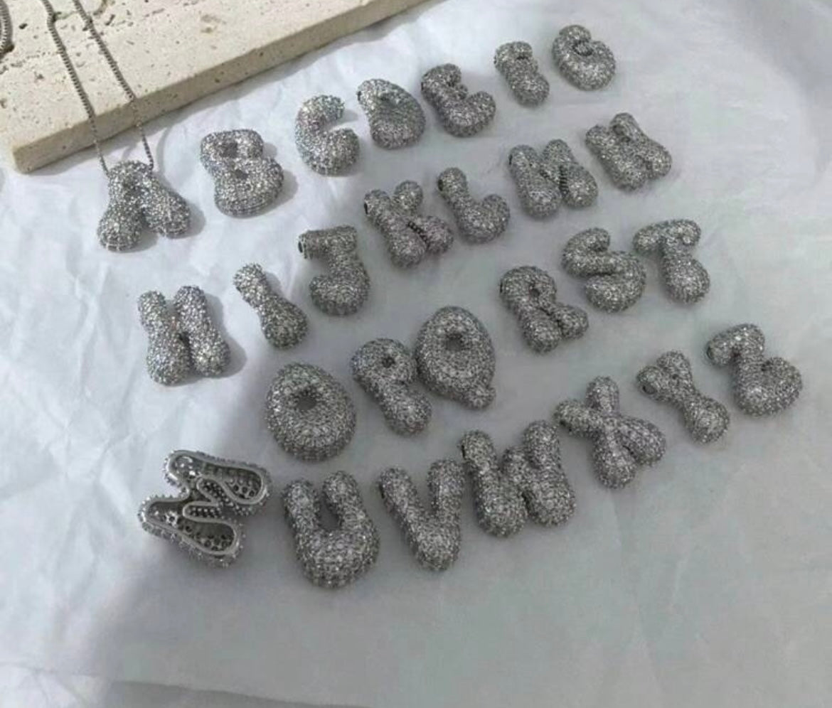 Collier lettres bulles blanc ou or