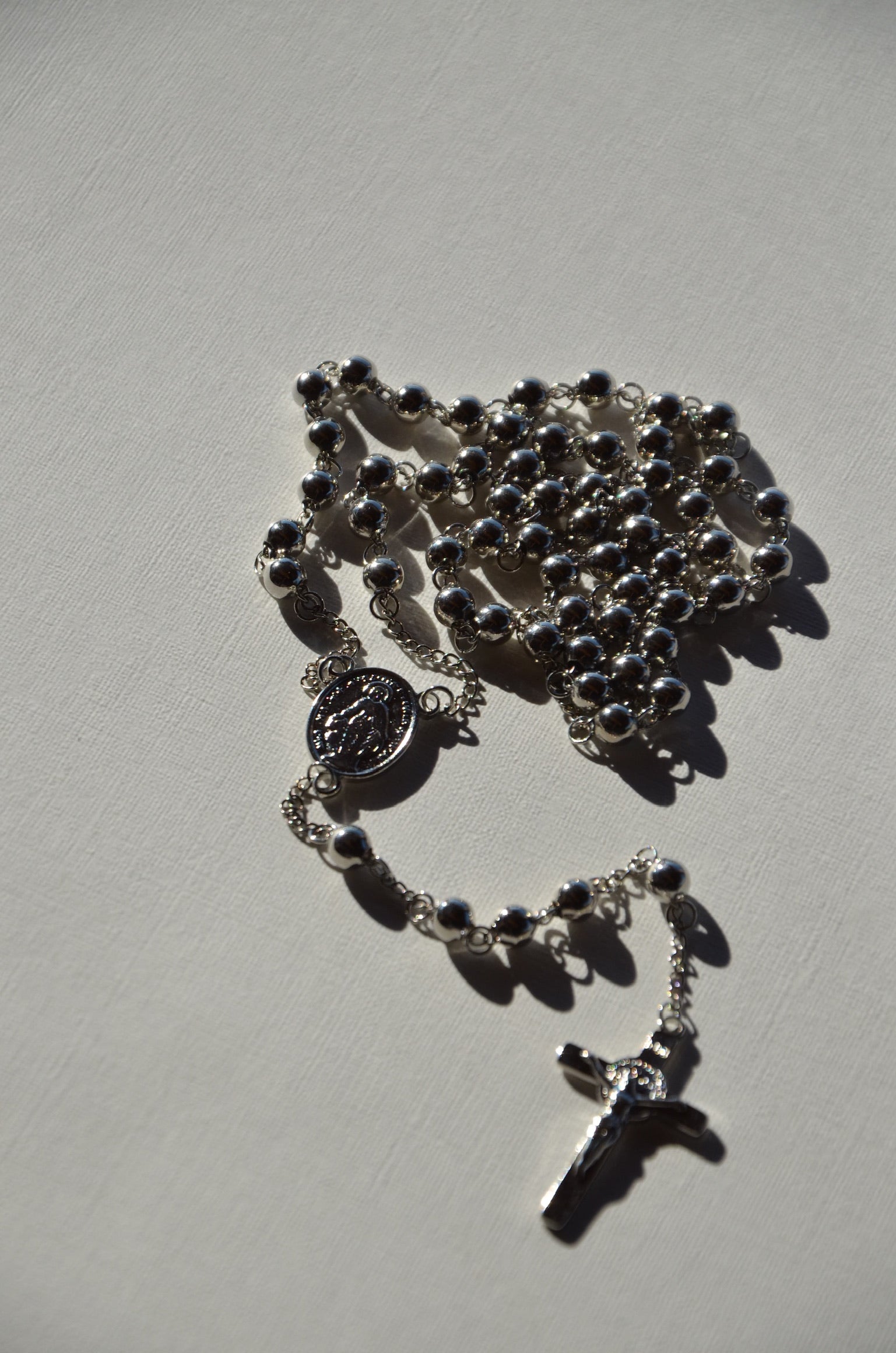 chapelet sautoir acier blanc