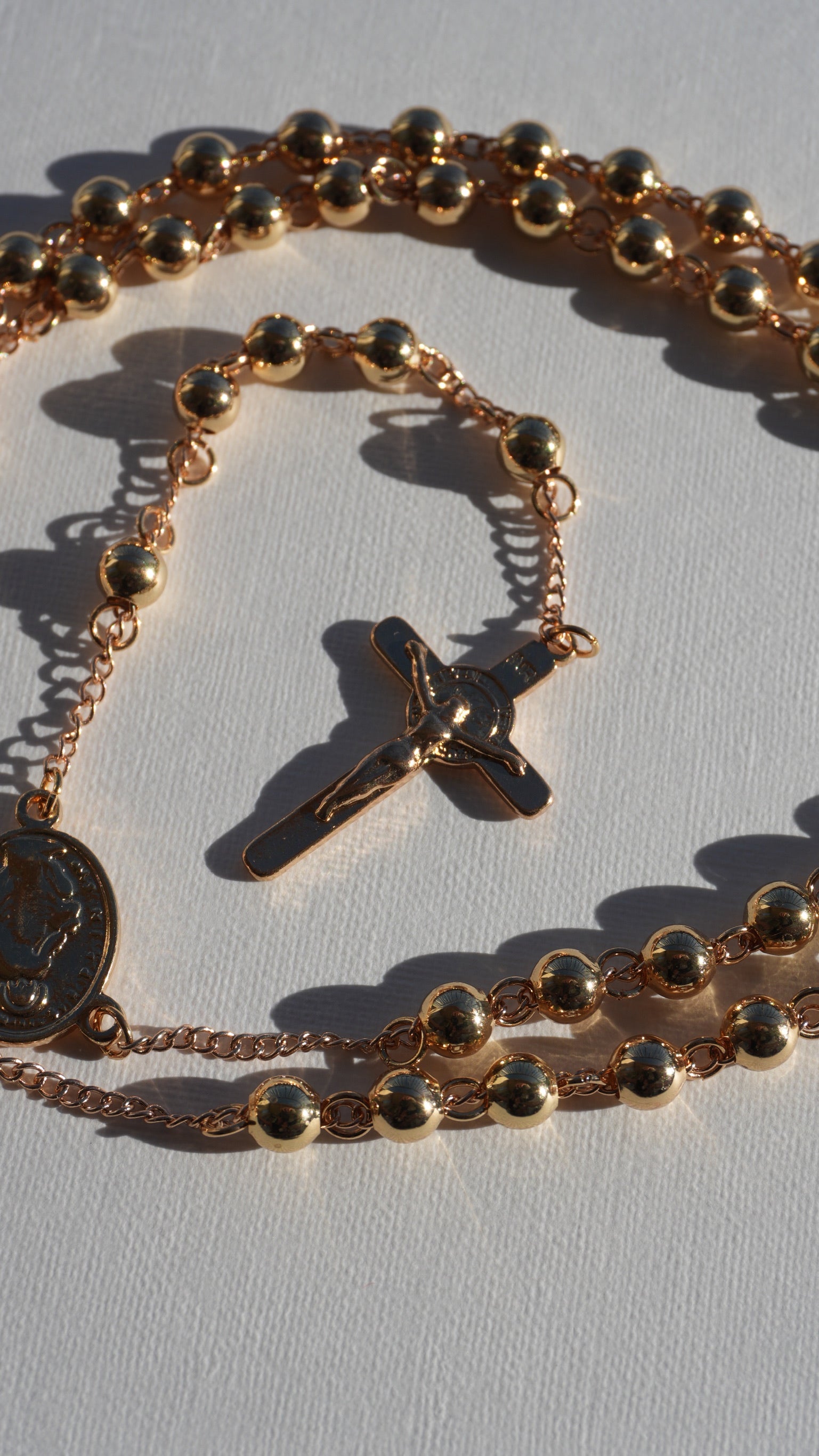 Chapelet sautoir acier or