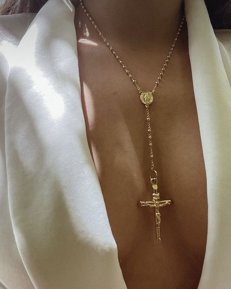 Chapelet sautoir acier or