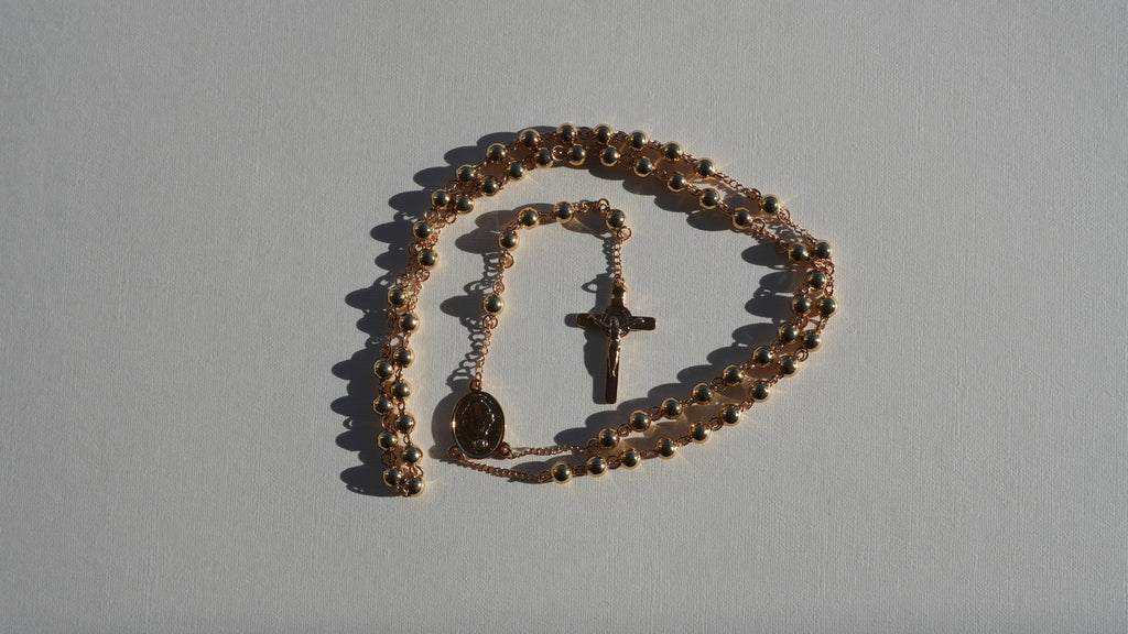 Chapelet sautoir acier or