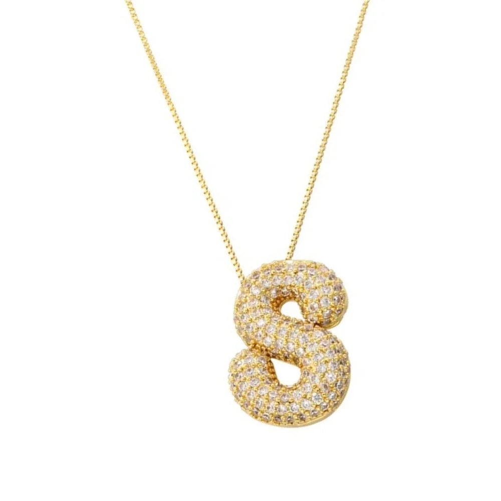 Collier lettres bulles blanc ou or