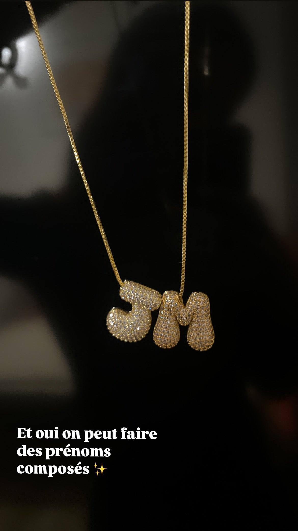 Collier lettres bulles blanc ou or