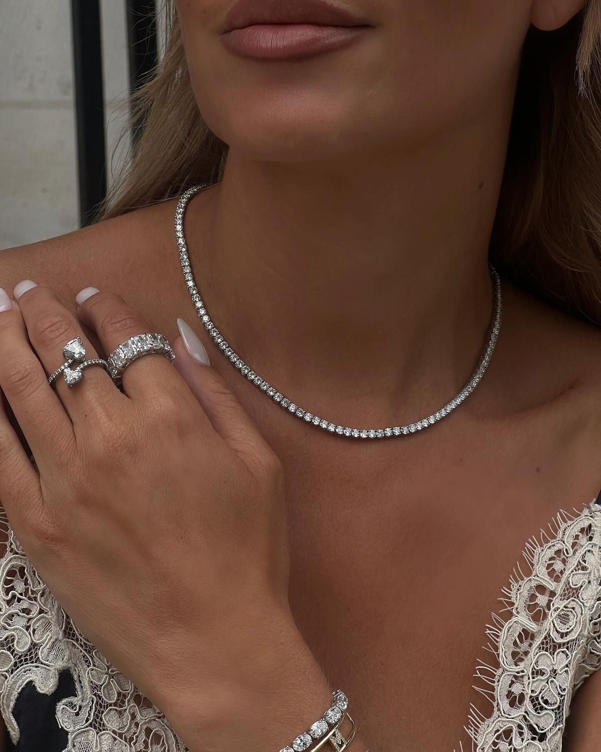 Rivière plaqué or blanc 18k- Pre commande