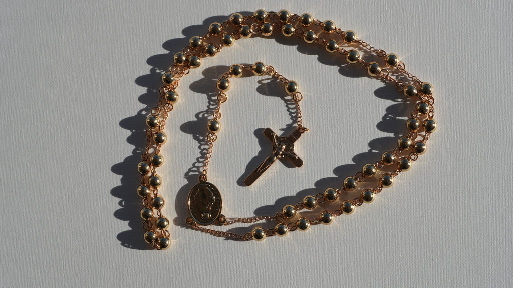 Chapelet sautoir acier or