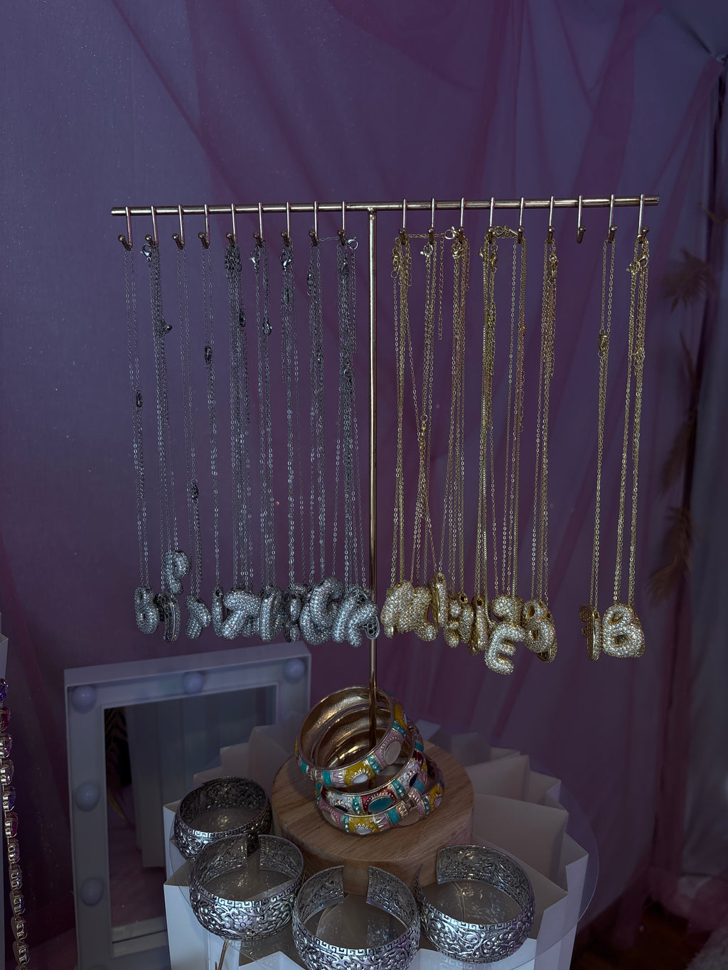 Collier lettres bulles blanc ou or