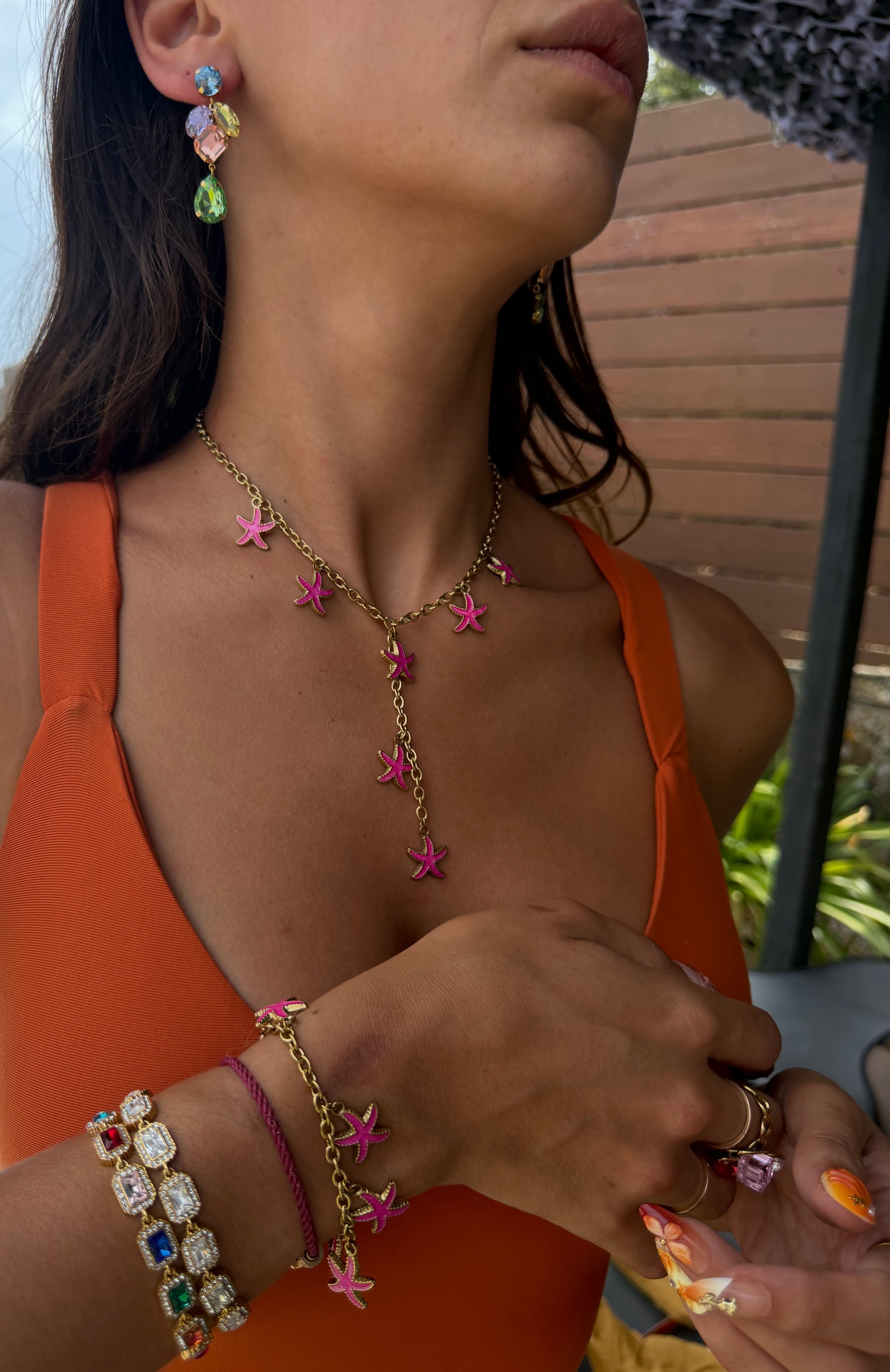 Collier étoile rose