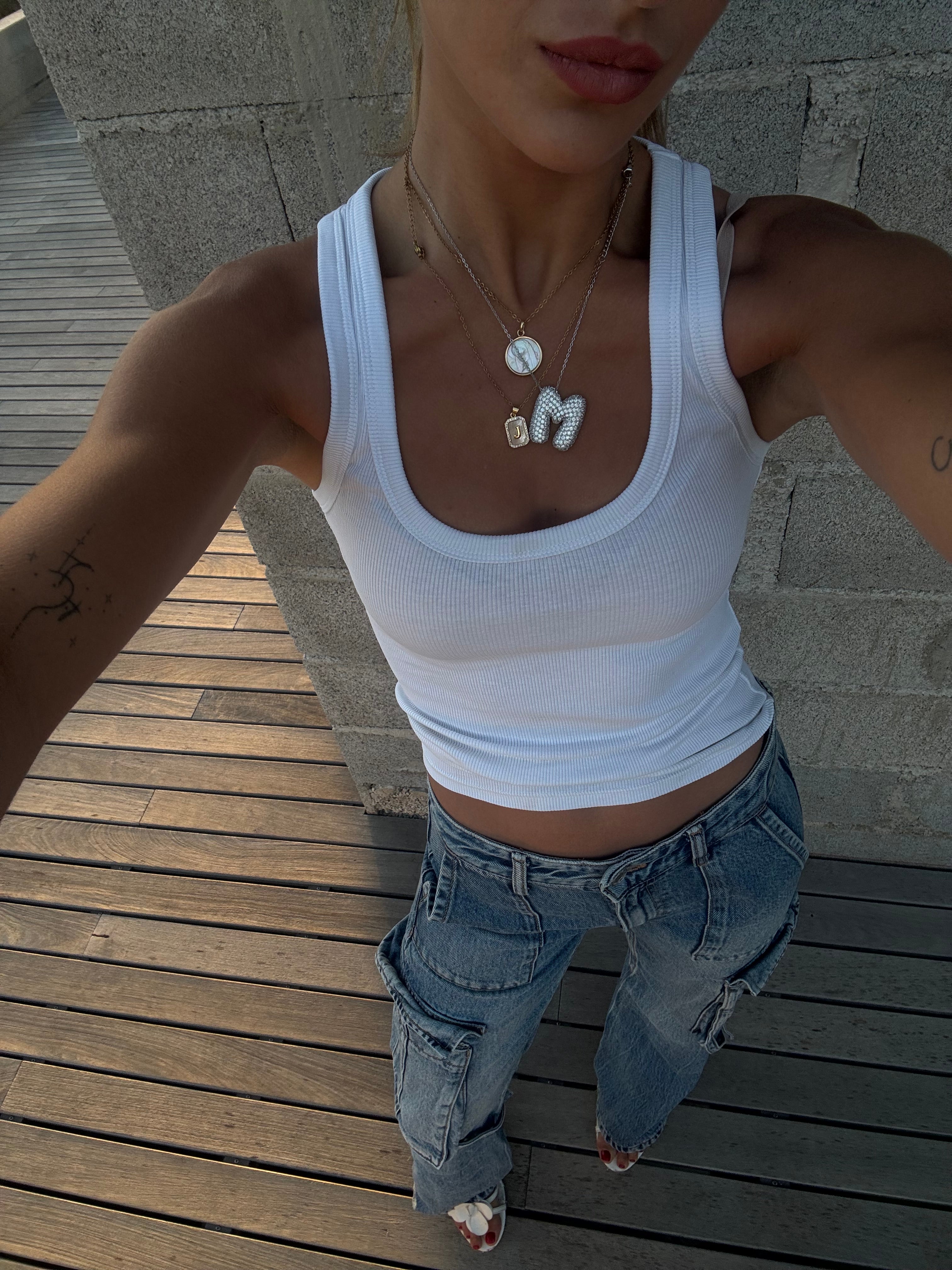 Collier lettres bulles blanc ou or