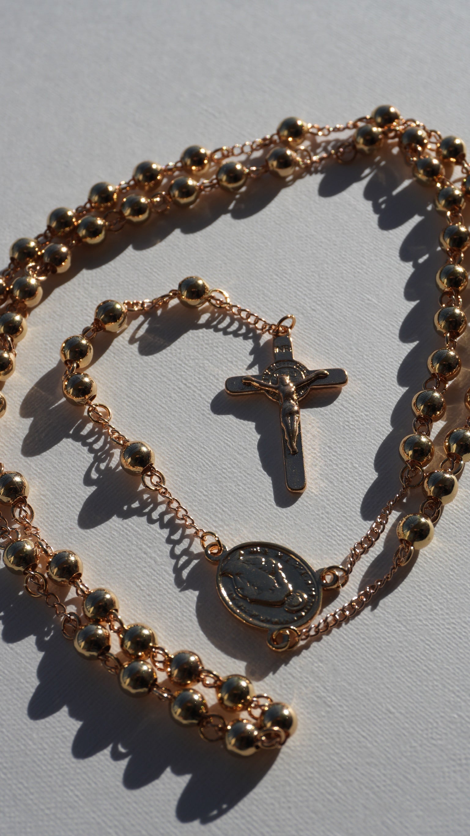 Chapelet sautoir acier or